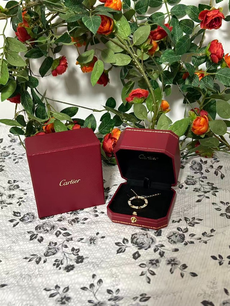 Cartier Love Collection Full-Diamond Circle Necklace